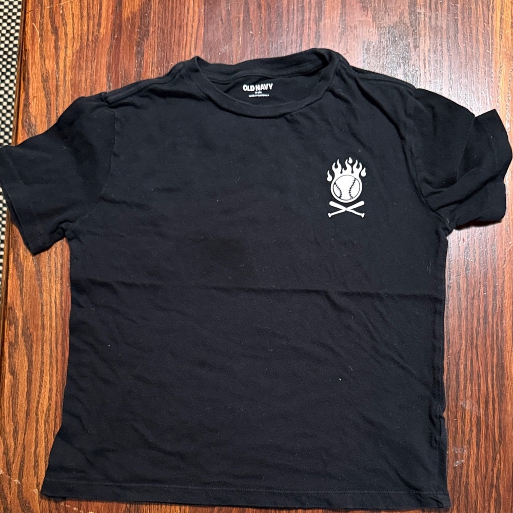 Old Navy Black Kids Tee with Flame Graphic